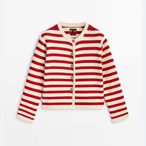 Massimo Dutti Cotton Striped Cardigan Jacket XS